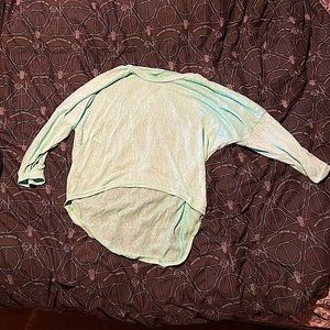 High low sweater in mint green.